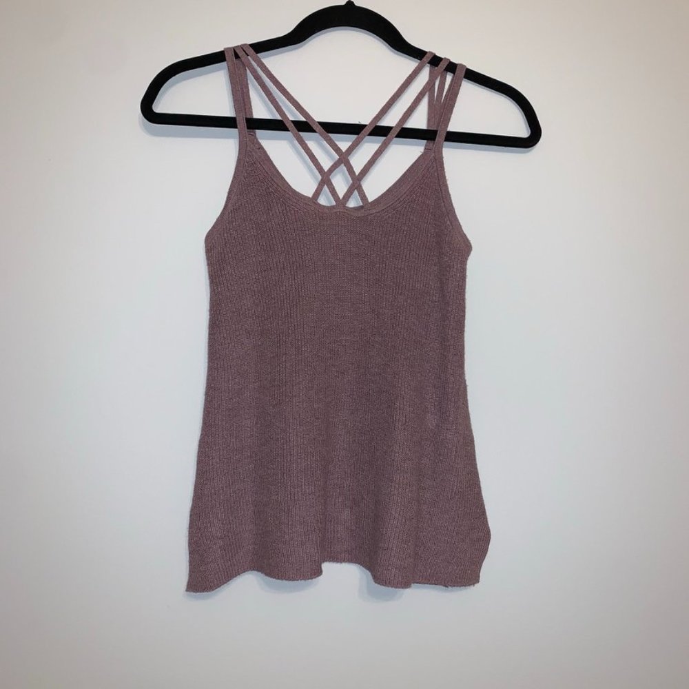 Lilac Knit Cross Strapped Tank